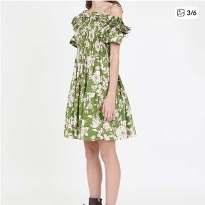 Floral Green Off-Shoulder Dress